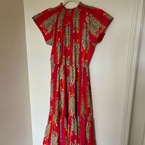 Fox & Hen - Pink/Orange Tiger Midi Dress